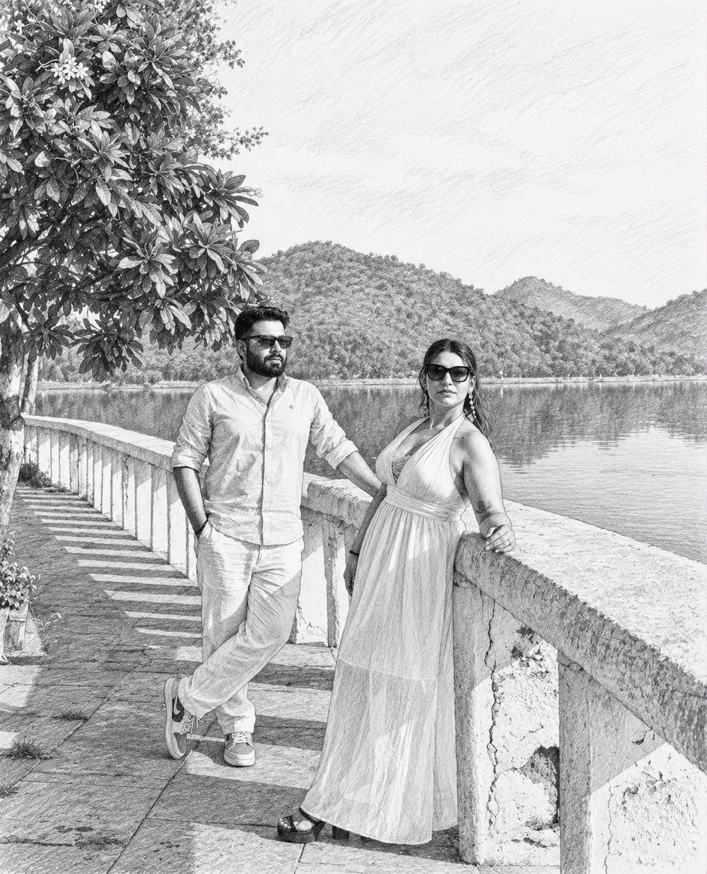 Karan & Simran together beside a lake